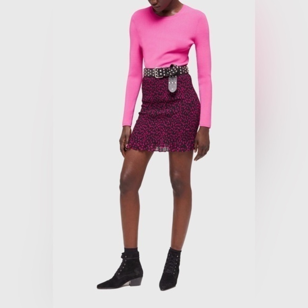 NWT The Kooples Pink Ditsy Flower Print Mini Skirt Size 2 & 3